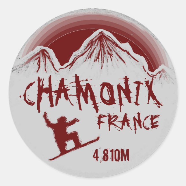 Chamonix France - autocolantes de arte vermelha (Frente)