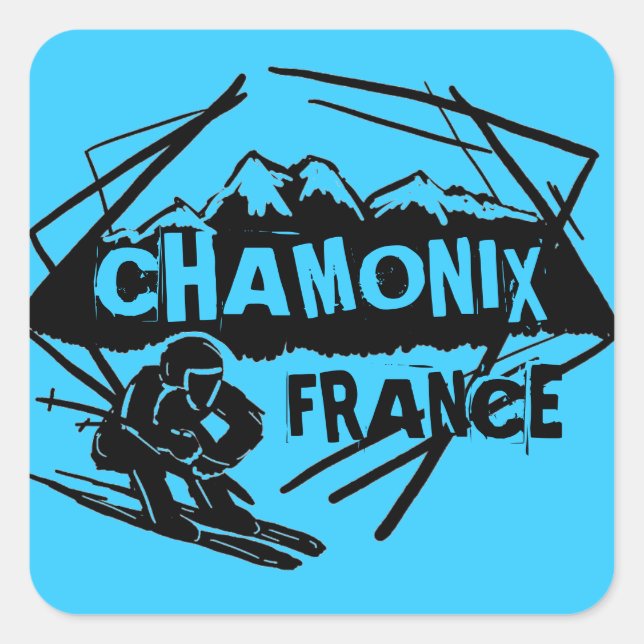 Chamonix France Blue ski logo autocolantes (Frente)