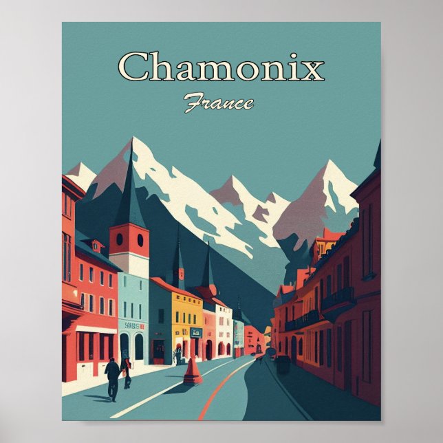Chamonix France Minimalist Vintage Art Poster (Frente)
