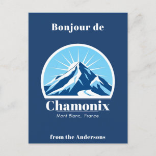 Chamonix Mont Blanc França — Cartão postal azul