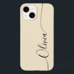 Champagne Black Elegant Calliographic Nome do Scri<br><div class="desc">Champagne Black Elegant Calliografia Script Personalizado Nome Personalizado iPhone 14 Smart Capa de telefone apresenta um design moderno e moderno simples e na moda com seu nome personalizado em letras elegantes,  escrita à mão,  com script de caligrafia em um fundo de champanhe. Elaborado por ©Evco Studio www.zazzle.com/store/evcostudio</div>