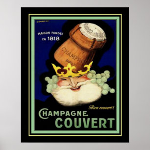 Champagne Couvert Vintage Ad Impressão 16x20