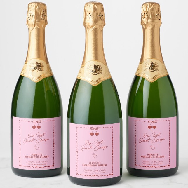 Champagne de Fim de Semana de Despedida de Solteir (One Last Sweet Escape champagne label, bachelorette party favors, toasting, bachelorette weekend)