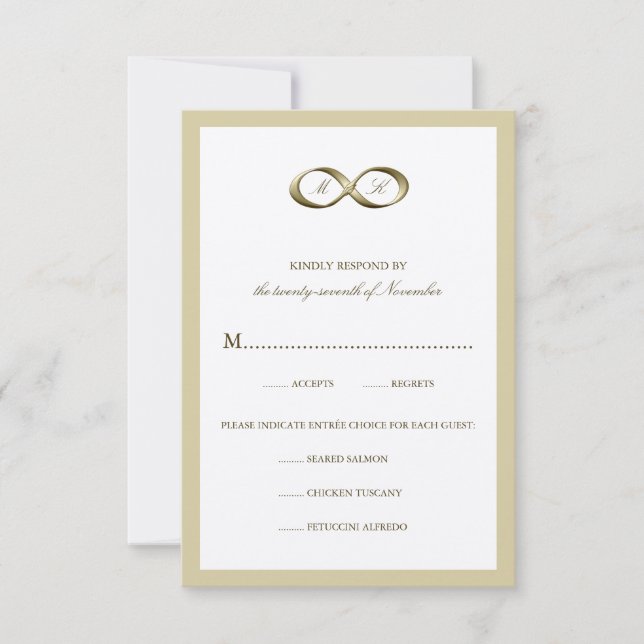 Champagne Dourada Infinity Hand Clasp Weding RSVP  (Frente)