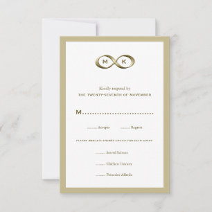 Champagne Dourada Infinity Hand Clasp Weding RSVP 