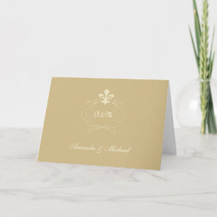 Champagne Dourado Fleur de Lis Agradecimento Casam