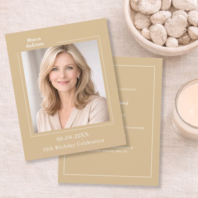 Champagne gold photo birthday invitation (Criador carregado)