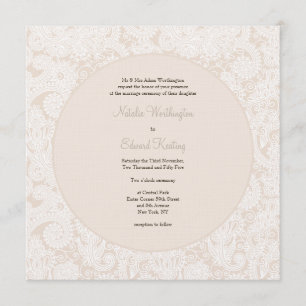 Champagne Ivory Lace Convite de casamento Monogram