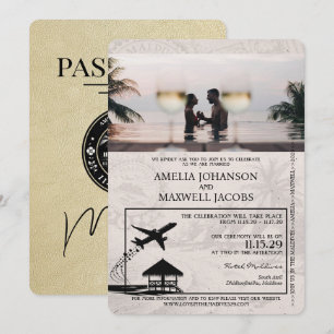 Champagne Maldives Passaporte Convite para Casamen