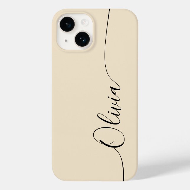 Champagne Preto Elegante Caligrafia Script Nome (Verso)