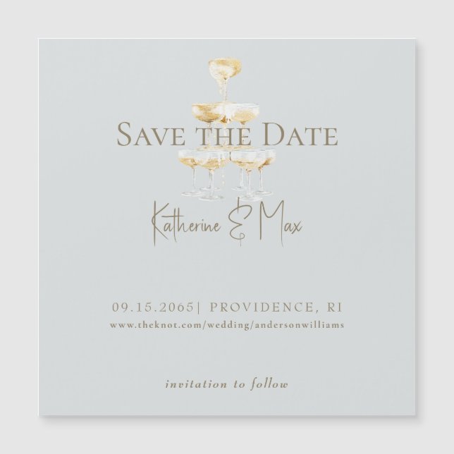 Champagne Seafoam Wedding Save the Date Magnetic (Frente)