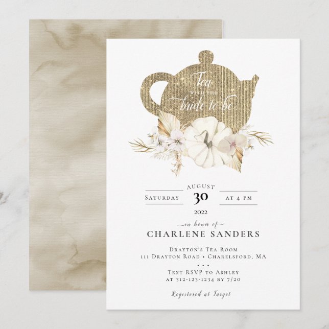 Champanhe Autumn Bridal Tea Convite (Frente/Verso)