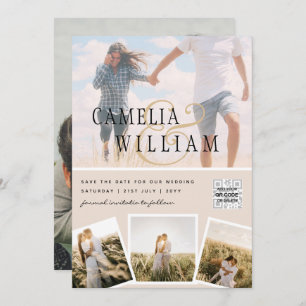 Champanhe Blush PHOTO Casamento Convite QR Código