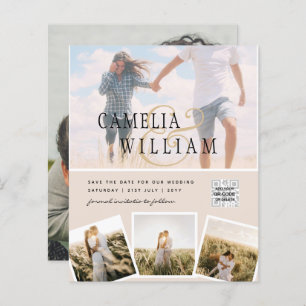 Champanhe Blush PHOTO Casamento Convite QR Código