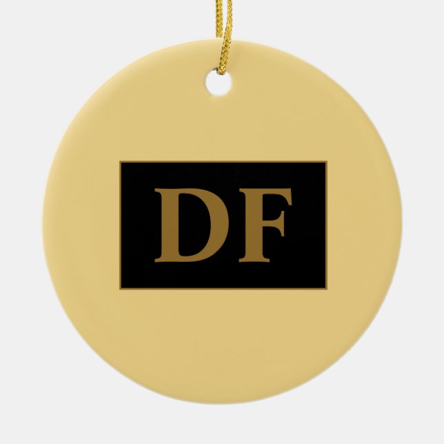 Champanhe Com Iniciais Dourados Ornamento Cerâmico (Frente)