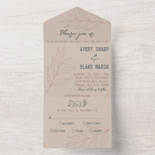 Champanhe de Arte de Linha Foliar, Rosa e Boho de
