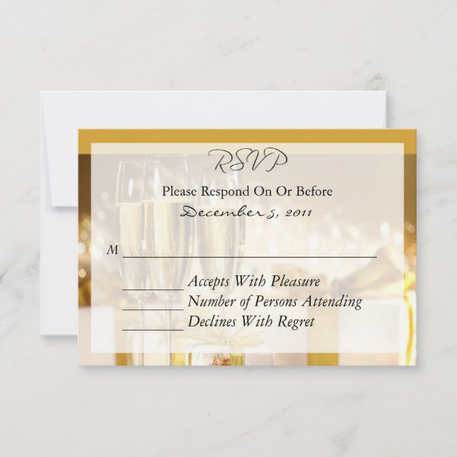 Champanhe e placa RSVP Dourada (Frente)