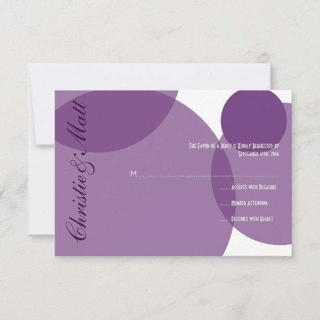 Champanhe Roxo Bolhas Casamento Moderno RSVP (Frente)