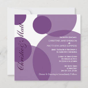 Champanhe Roxo Bolhas de Casamento Moderno Convite