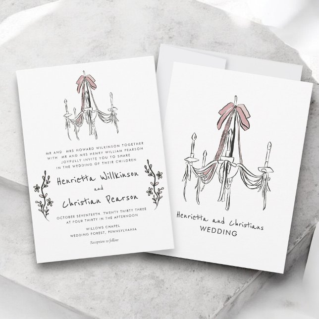 Chandelier Romantic Blush Pink Bow Formal Wedding  (Criador carregado)