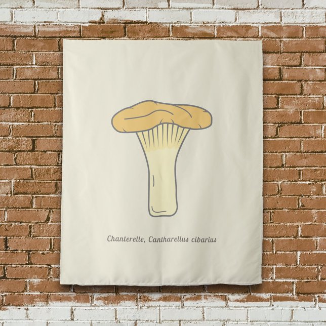 Chanterelle Mushroom Tapeçaria (Botanical Chanterelle Mushroom Tapestry)