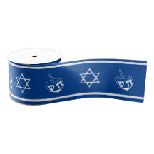Chanukah Ribbon Blue & White Dreidel Star