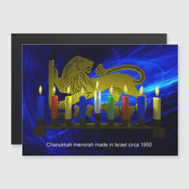 Chanukkah Brass Lion Menorah (Frente/Verso)