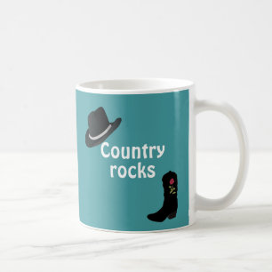 Chapéu Country & Caligrafia em Caneca de Café Azul
