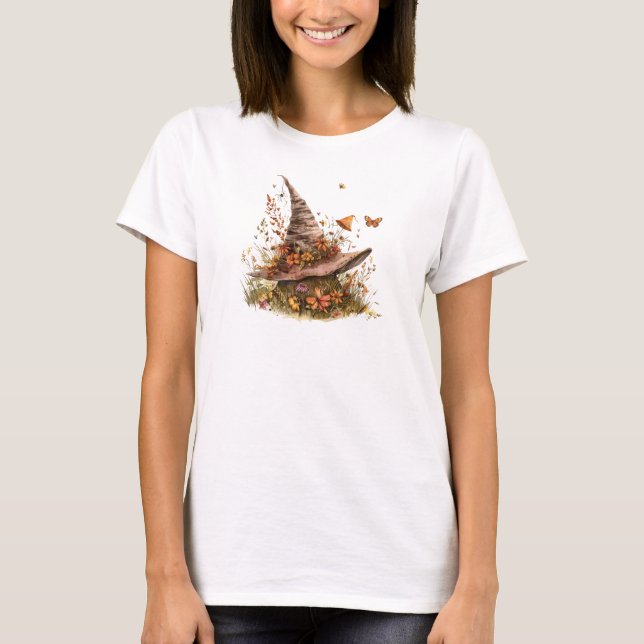 Chapéu de Bruxa Encantado e Camiseta de Outono (Frente)