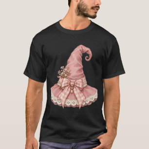 Chapéu de Bruxa Rosa Coquette Cute Pastel T-Shirt