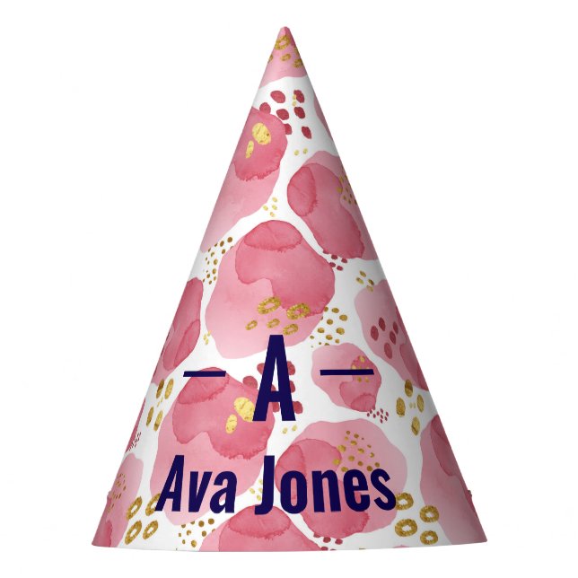 Chapéu de Cone de Aniversário Personalizado Aquare (Frente)