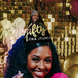 Chapéu De Festa 50º aniversário dourado negro nome personalizado