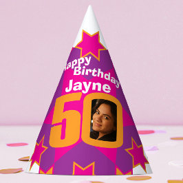 Chapéu De Festa 50º aniversário - nome personalizado de estrela fo