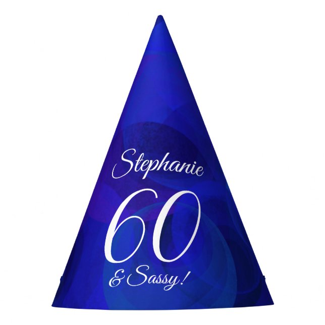 Chapéu De Festa 60 e Sassy Elegant Royal Blue Birthday (Frente)