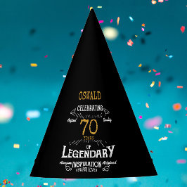 Chapéu De Festa 70 Birthday Legendday Black Dourado Retro