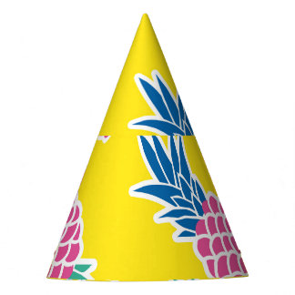 Chapéu De Festa Abacaxi Frenzy: Bright Cartoon Vintage.