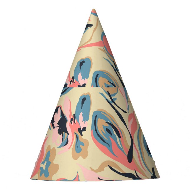 Chapéu De Festa Abstrato: creme floral geométrico. (Frente)