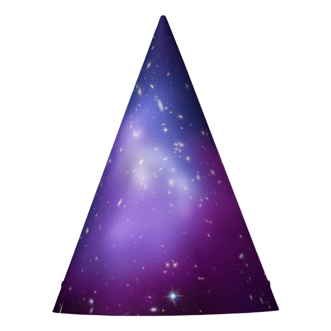 Chapéu De Festa Aglomerado Galáctico Roxo em Branco Celestial (Frente)