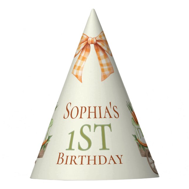 Chapéu De Festa Alguma Coelhinha de primeiro aniversario de Cenour (Frente)