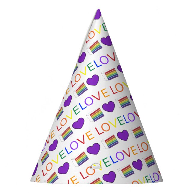 Chapéu De Festa Amor é Amor Arco-Íris Casado Bolo Coração Roxo (Esquerda)