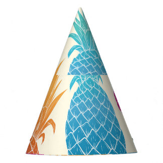 Chapéu De Festa Ananás Coloridos Fundo Amarelo claro