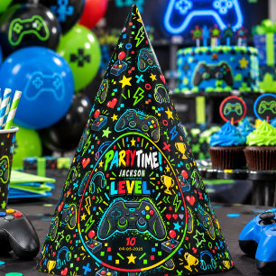 Chapéu De Festa Aniversariante de 10 anos Gamer Subiu de Level Fes