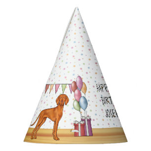 Chapéu De Festa Aniversário Colorido Pastel do Vizsla Húngaro