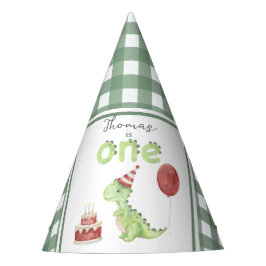 Chapéu De Festa Aniversário de 1 ano do dinossauro aquarela