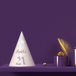 Chapéu De Festa aniversário de 21 anos push pink gliter nome de po
