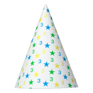 Chapéu De Festa Aniversário de 3 anos de Garras Coloridas