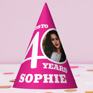 Chapéu De Festa aniversário de 40 anos personalizado cor-de-rosa b
