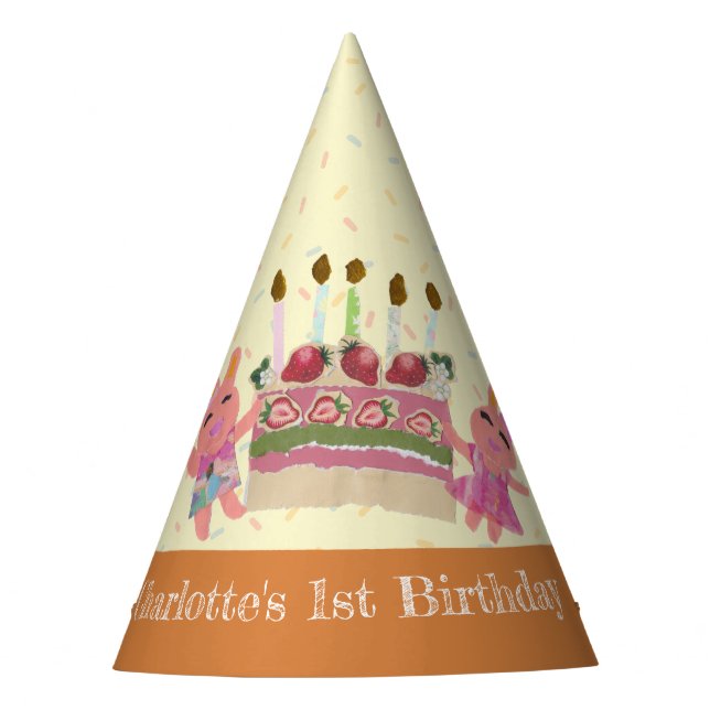 Chapéu De Festa Aniversário de criança Amarelo Berry Sweet Bunnies (Frente)