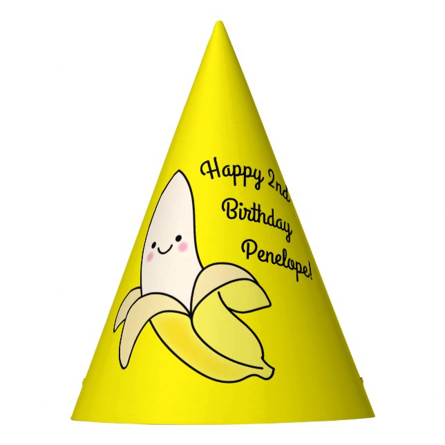 Chapéu De Festa Aniversário de criança de Banana Cute Kawaii (Frente)