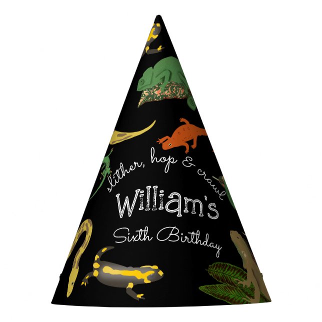 Chapéu De Festa Aniversário de criança de répteis e anfíbios (Frente)